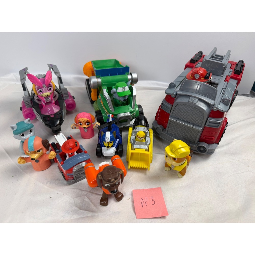 Paw Patrol Toy Lot Marshall Fire Truck Playset Rocky Rubble Skye Zuma Figures